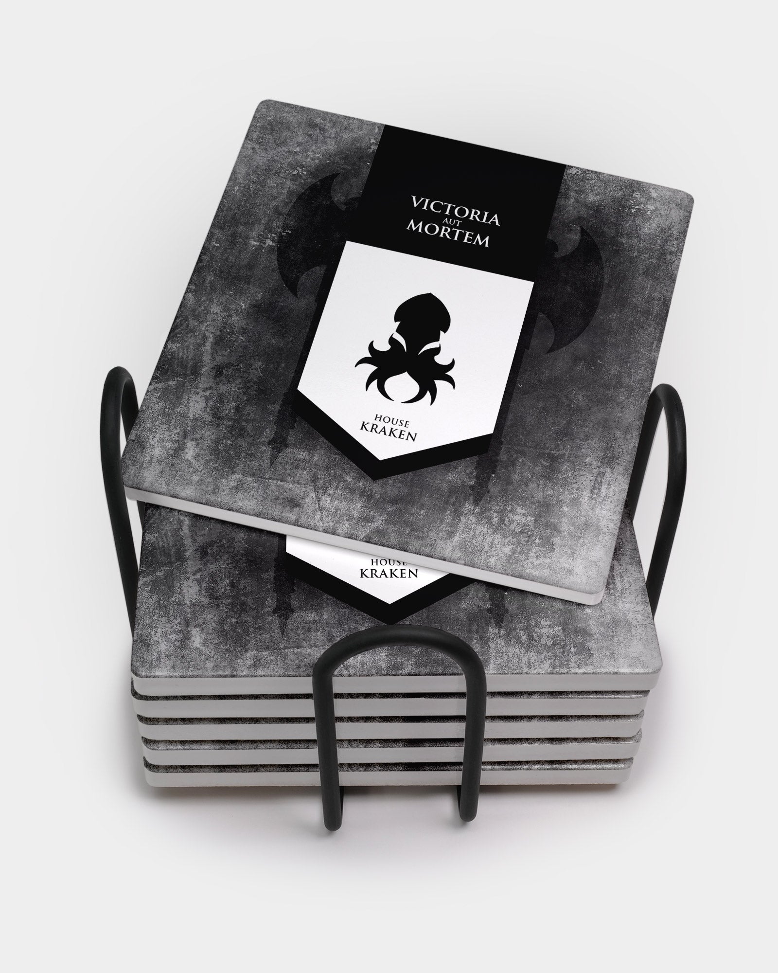 Gray House Kraken Square Coaster Set